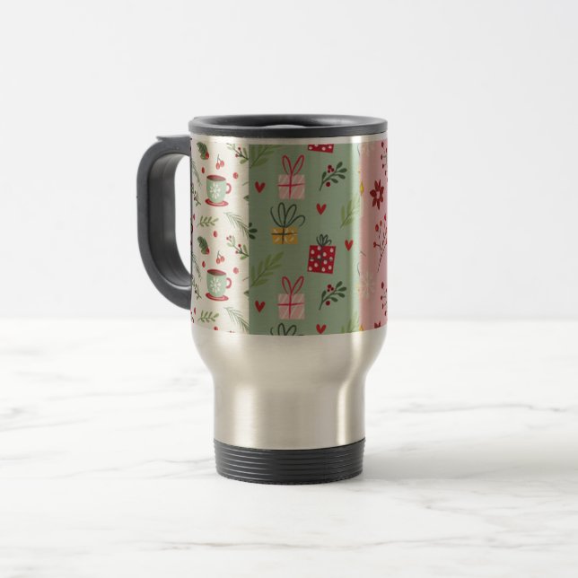 Taza De Viaje Colección de patrones de navidades planos (Anverso izquierdo)