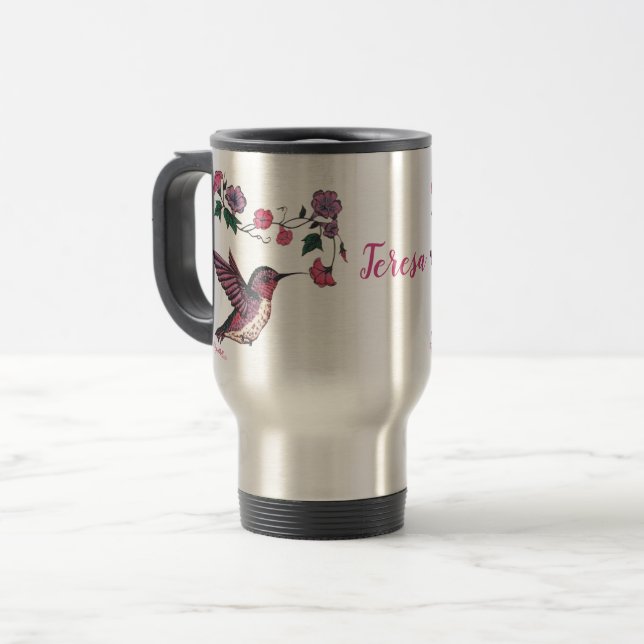 Taza De Viaje Colibrí y flores (Anverso izquierdo)