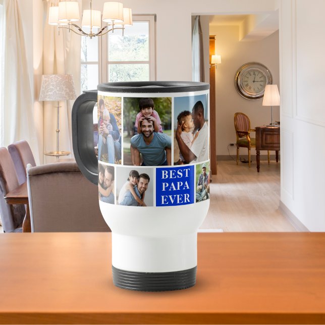 Taza De Viaje Collage 10 Photos Best Papa Ever (Subido por el creador)