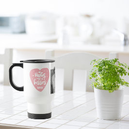 Taza De Viaje Collage Couple Photo & Hugs And Kisses PInk Heart