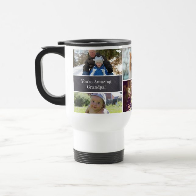 Taza De Viaje Collage de fotos de abuelo personalizado (Izquierda)