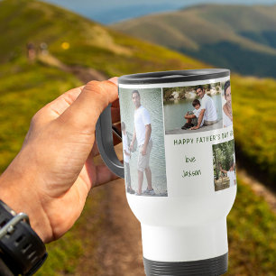 Taza De Viaje Collage de fotos del Día del Padre con 5 fotos y n