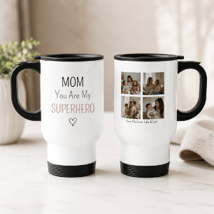 Taza De Viaje Collage de Fotos Personalizado de Mamá Superhéroe