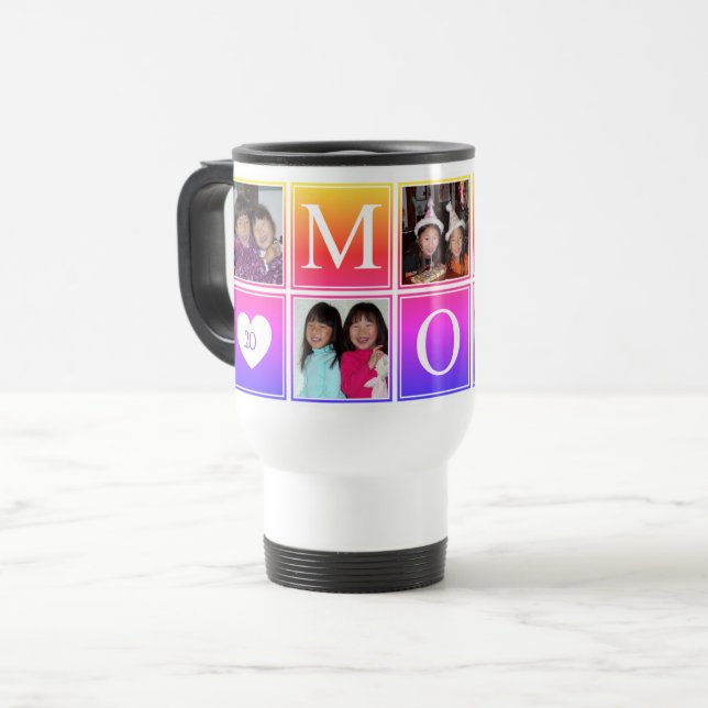 Taza De Viaje Collage de Ombre, Personalizado fotográfico de Mam (Anverso izquierdo)