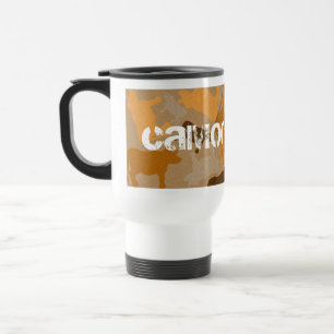 Taza De Viaje Collage de vaca CaMOOflage en Naranja