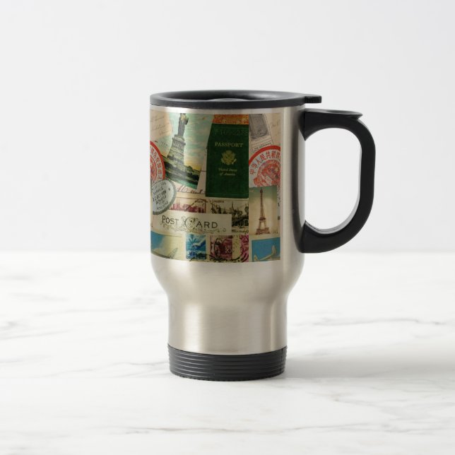Taza De Viaje collage de viaje vintage moderno (Derecha)