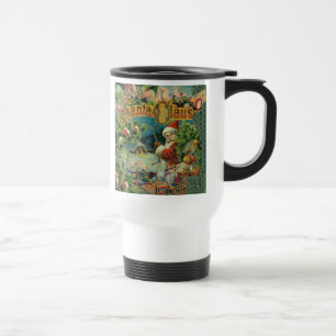 Taza De Viaje Collage Navideño de Papá Noel Victoriano Antiguo