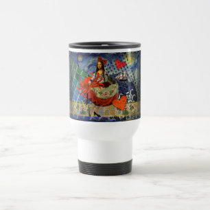 Taza De Viaje Collage Noche Estrellada de Mona Lisa: Surrealista