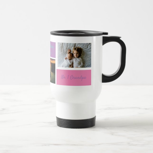 Taza De Viaje Collage personalizado 3 Foto Abuelo personalizado (Derecha)
