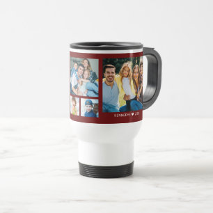 Taza De Viaje Collage personalizado de 5 fotos con cita familiar