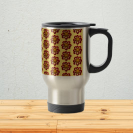 Taza De Viaje Collarette roja Dahlia patrón floral amarillo