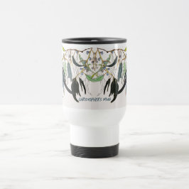 Taza De Viaje color de agua pintado verde de hoja de goma pálida