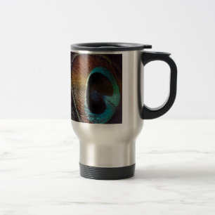 Taza De Viaje Colores Antiguos Ojo de Pluma de Pavo Real
