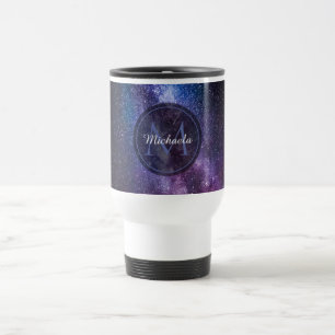 Taza De Viaje Colores brillantes de la vía láctea monograma pers