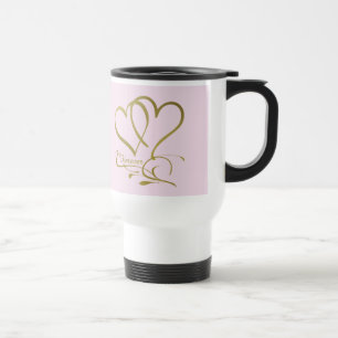 Taza De Viaje Colores de fondo editables Forever Hearts Gold