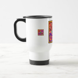 Taza De Viaje Colores nativos de Huichol Brillantes