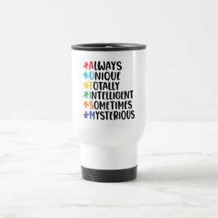 Taza De Viaje Colorido rompecabezas Pieza Apoyo al autismo