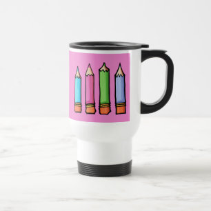 Taza De Viaje Coloridos lapiceros rosados