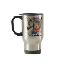 Colorosa acuarela morada mágica floral unicornio