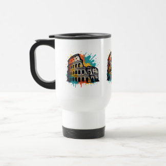 Taza De Viaje Colosseum Street Art - Colorido monumento de Roma