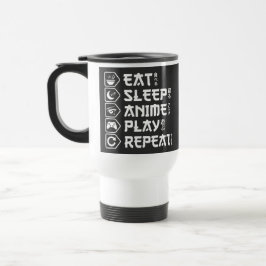 Taza De Viaje Come Anime Duerme Juega Repite Estilo de Vida Otak