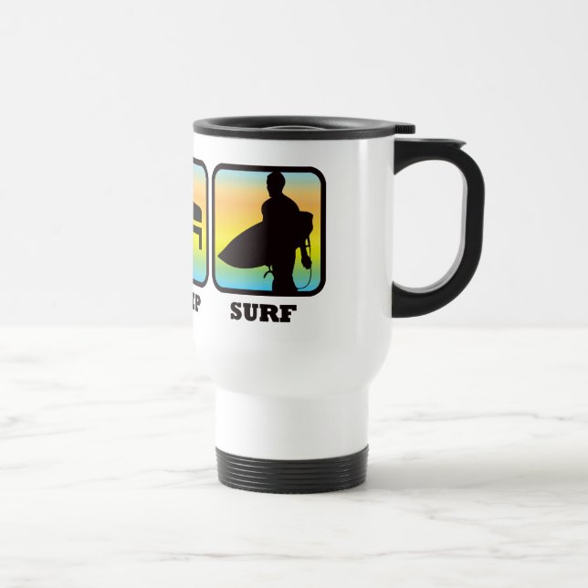 Taza De Viaje Comer Dormir Surf Silueta de surfista retro (Derecha)