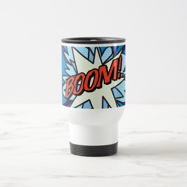 Taza De Viaje Comic Book BOOM Moderno Fun Typography (Centro)