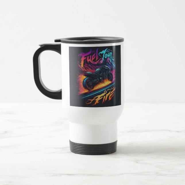 Taza De Viaje "Comida tu fuego" Traje Café Mug. (Izquierda)
