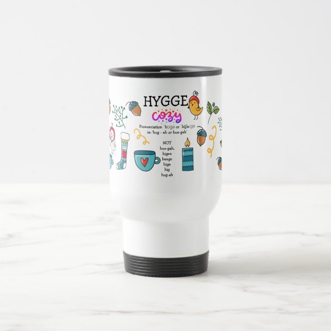 Taza De Viaje Cómo decir que HYGGE Personalizado de dibujos folc (Centro)