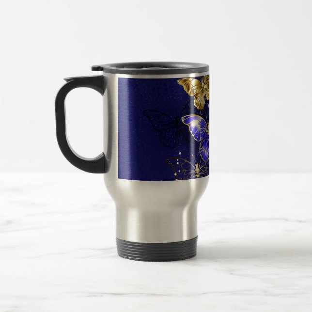 Taza De Viaje Composition with Sapphire Butterflies (Izquierda)
