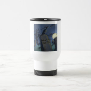 Taza de viaje con cómic divertido de lápida de Hal