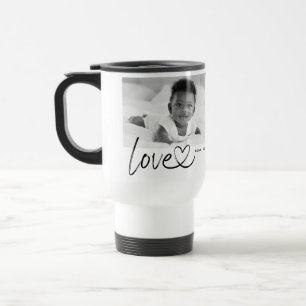 Taza de viaje con guion de 2 fotos moderno amor