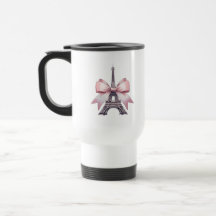 Taza de viaje con la Torre Eiffel de París con laz