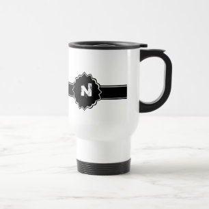 Taza De Viaje Con monograma blanco negro