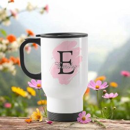 Taza de viaje con monograma personalizable y acent