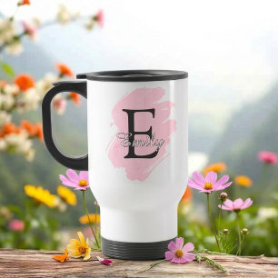 Taza de viaje con monograma personalizable y acent