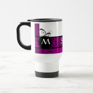 Taza De Viaje Con monograma púrpura y blanco
