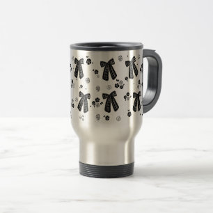 Taza de viaje con patrón de lazo negro Coquette