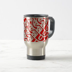 Taza de viaje con patrón de monograma metálico roj