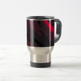 Taza de viaje con remolino de mármol rojo y negro