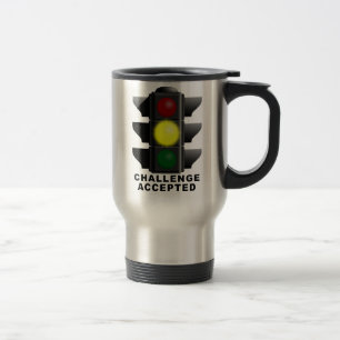 Taza de viaje con semáforo de desafío aceptado div