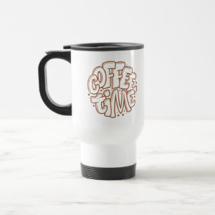 Taza de viaje con tipografía estética "Hora del ca