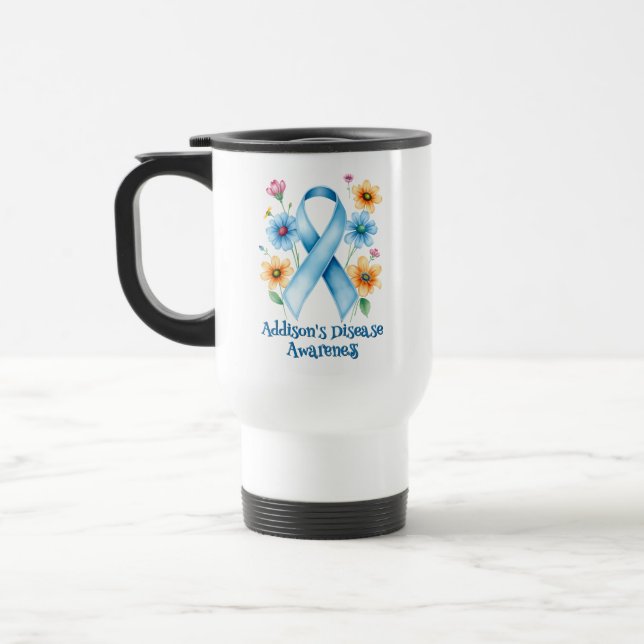 Taza De Viaje Conciencia de la enfermedad de Addison | Cinta azu (Izquierda)
