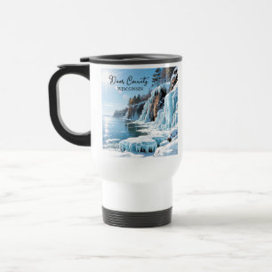 Taza De Viaje Condado de Door Wisconsin Invierno congelado