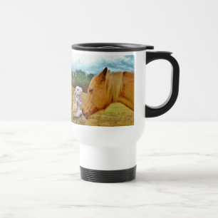 Taza De Viaje Conejo blanco y caballo amarillo