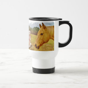 Taza De Viaje Conejo blanco y caballo amarillo