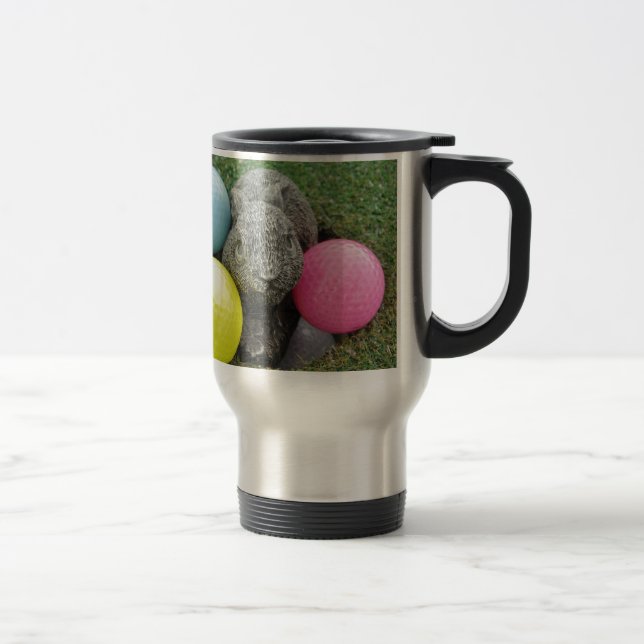 Taza De Viaje Conejo con huevo amarillo azul rosa (Derecha)