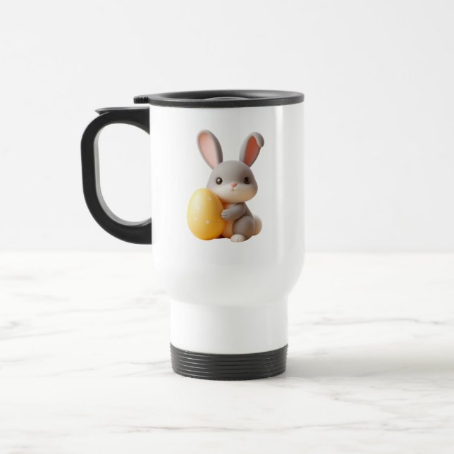 Taza De Viaje Conejo de Pascua 3D con un huevo vibrante (Izquierda)