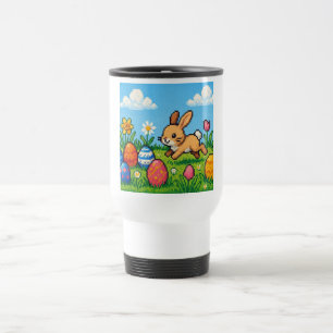 Taza De Viaje conejo de Pascua lindo de 8 bits