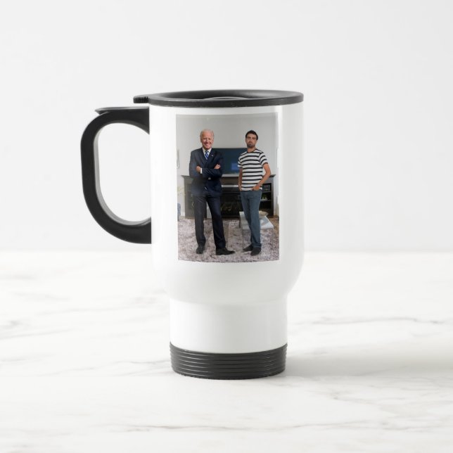 Taza De Viaje Conoció al Presidente Joe Biden | Añadir la foto (Izquierda)